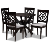 Baxton Studio Tonia Modern and Contemporary Grey Fabric Upholstered and Dark Brown Finished Wood 5-Piece Dining Set